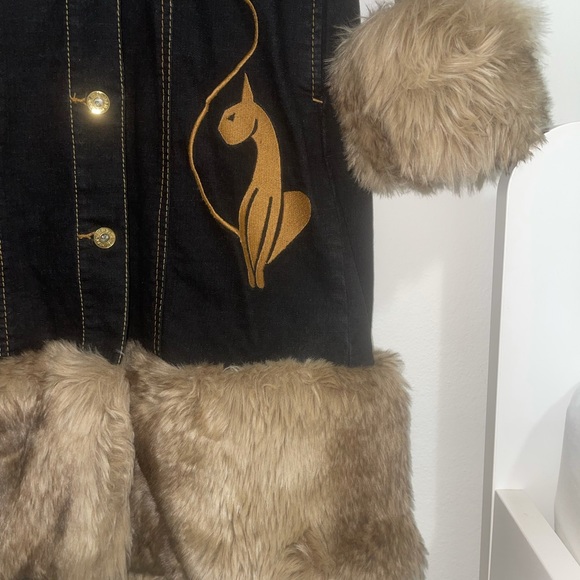 Baby Phat denim fur coat - Picture 1 of 3